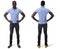 Front and back of african man on white