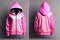 Front and back of a pink hoodie.