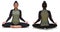 Front and Back Poses of a virtual Woman with Sport Outfit in Yoga Easy Pose