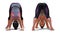 Front and Back Poses of a virtual Woman in Yoga Dolphin Pose