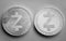 Front and back side coin zcash on gray background