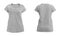 Front and back views of blank grey t-shirt