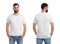 Front and back views of young man in blank t-shirt