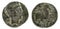Front and backside of a historic silver coin of Turiaso Iberian Spain