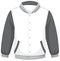 Front of basic white grey bomber jacket isolated