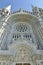 Front of the Basilica of Sainte-Anne-de-BeauprÃ© church in Quebec Canada with statues