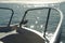 Front of boat whit sunlight reflecting in glittering sea. Sparkling in water - background. Sea water with sun glare and ripple. Po