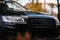 Front bumper Audi A8 D4 Long. Luxury black modern car. Executive class auto.
