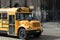 Front of a classic yellow school bus adapted for tourist trips