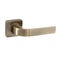 Front door handle in high-gloss bronze color on a square base in a modern classic shape