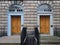 Front door of old stone Georgian style townhouses