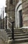 The front door and steps of the historic Cork Prison in Cork City Ireland. Built during the Victorian era this old stone building