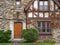 front door of tudor style house