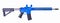 Front end of AR15 rifle painted anodized blue