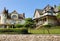 The front exterior of the beautiful Victorian style houses near Eureka Springs, Arkansas, U.S