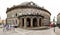 Front exterior view of the ancient architecture of the Leeds Corn Exchange building