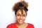 Front face portrait of beautiful young african woman with hair bandana