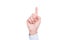 Front Hand of businessman index finger pointing upwards isolated