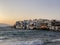 Front houses of little Venice on Mykonos island, Greece