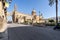 The front left view of the Palermo Cathedral or Cattedrale di Palermo in a nice sunny afternoon in Palermo, Sicily