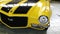 Front mask of american classic pony car Chevrolet Camaro SS SB 400, second generation from year 1970, yellow and black colour