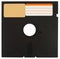 Front o a black floppy disk