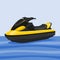 Front Oblique View Personal Watercraft on Water Vector Illustration