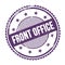 FRONT OFFICE text written on purple indigo grungy round stamp