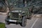 Front of an old green Jeep Willys military SUV