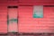 Front of old wooden house - pink, vintage wooden hut