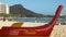 Front of an outrigger canoe at Waikiki Beach