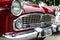 Front part of a Simca Chambord car at an exhibition of vintage cars in the city of Salvador, Bahia