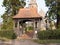 front porch archway into church grounds roof wood structure christian england mistley