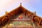 A front roof of Buddhist Temple at Wat Phra That Doi Tung, a famous Temple and Buddhism place. It`s settled on the mountain in