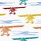 Front Semi Oblique View Pontoon Plane Vector Illustration Seamless Pattern