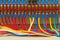 Front side showing colorful electrical wiring closeup