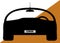 Front Sports Car Silhouette On Orange And White