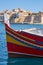 The front of traditional maltese boat with the view of Senglea p