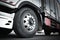 Front of Truck Wheels Tires. Lorry Tyres Rubber. Freight Trucks Transport