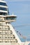 Front vertical and bridge extension of NCL cruise ship Norwegian Bliss