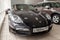 Front view of the 2006 sport porsche boxster s sedan prepared for sale and exhibited in the showroom with a polished shiny black