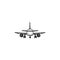 Front view of airplane hand drawn outline doodle icon.