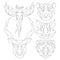 Front view of animal head triangular icon set