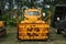 Front View of an Antique, Late 1940`s, Yellow Ford Truck Snowblower.