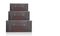 Front view antique three brown wooden boxes on white background, object, copy space