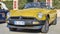 Front view of beautiful yellow cabriolet vintage car model MG MGB