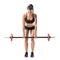 Front view of bent female athlete doing dead lift exercise with barbell looking down