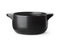 Front view of black ceramic casserole