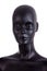 Front view of a black mannequin dummy