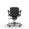 Front view black office chair. Object isolated of white. 3D illustration